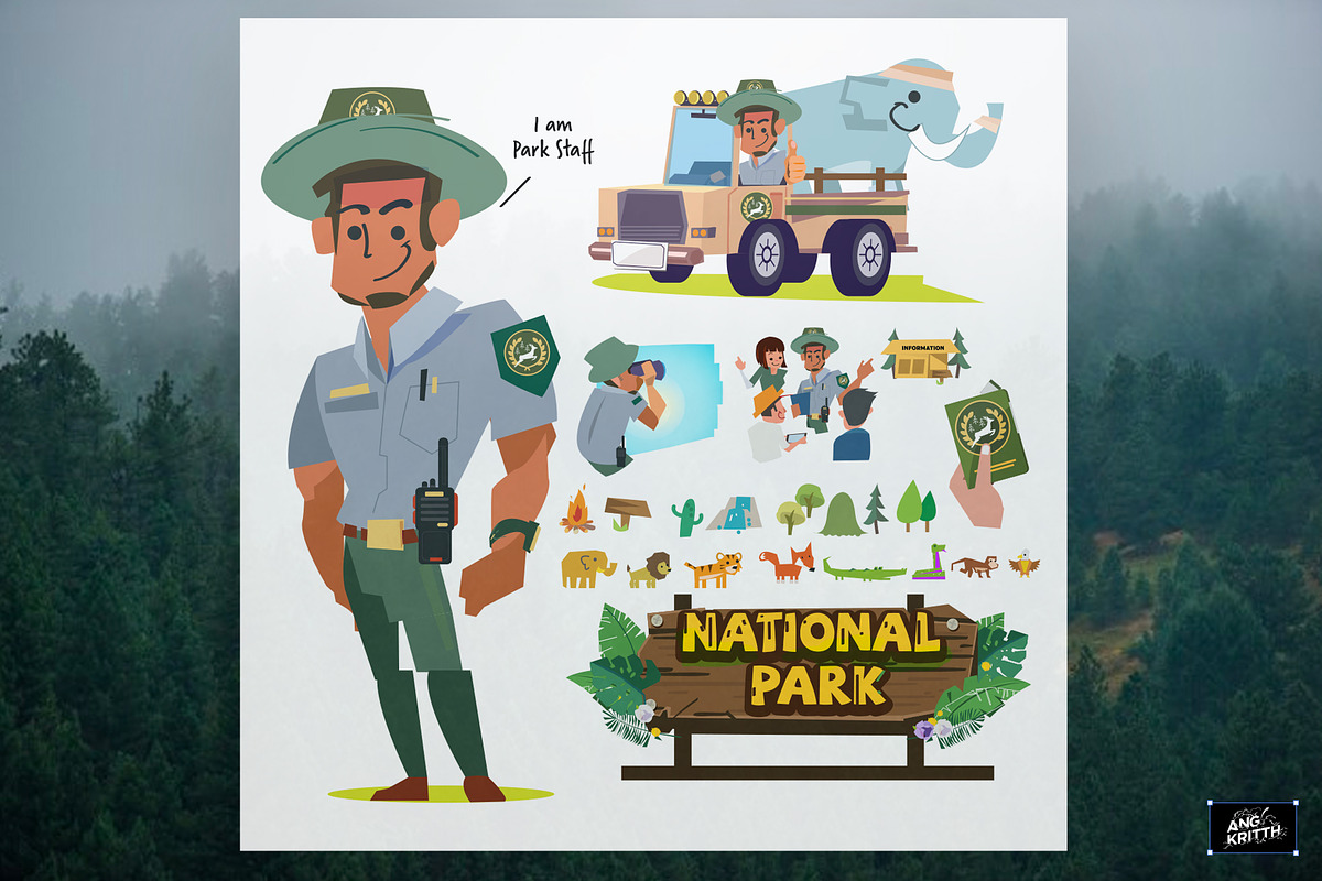 Park staff - vector illustration in Illustrations - product preview 8