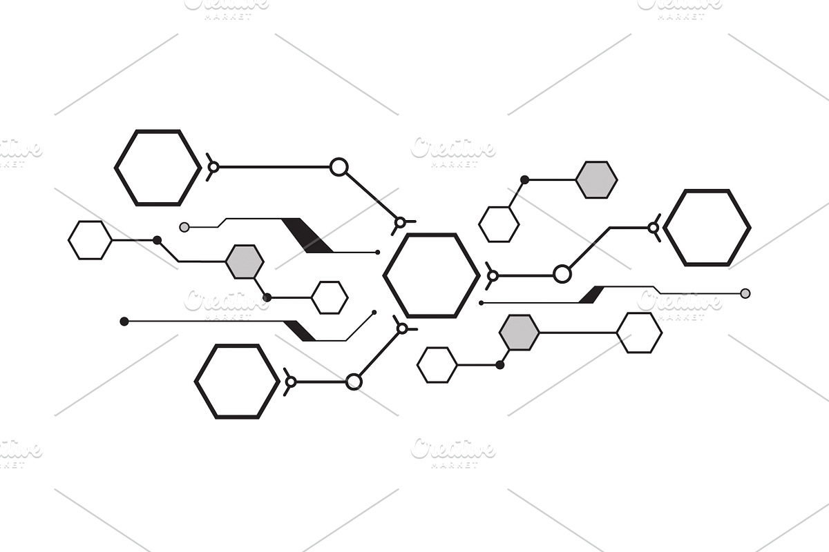Hexagons connected to the system in Illustrations - product preview 8