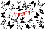 Set Butterflies Contour Pictograms
