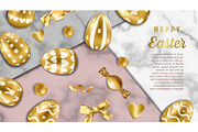 Easter Marble Web Banner with Gold