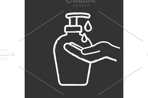 Hand soap chalk icon