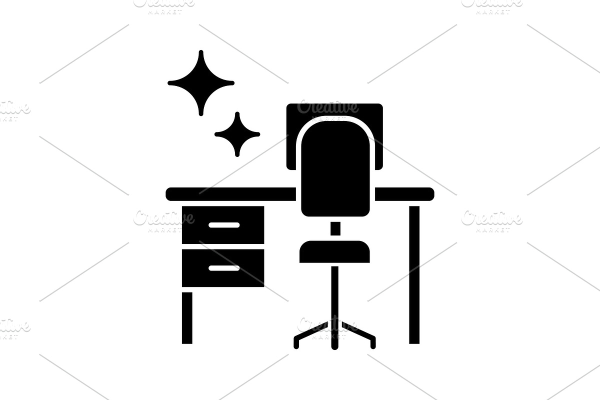 Cleaning table desk glyph icon in Icons - product preview 8