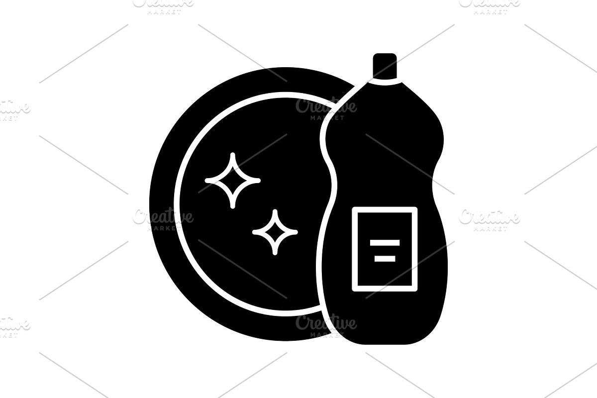 Dish washing liquid glyph icon in Icons - product preview 8