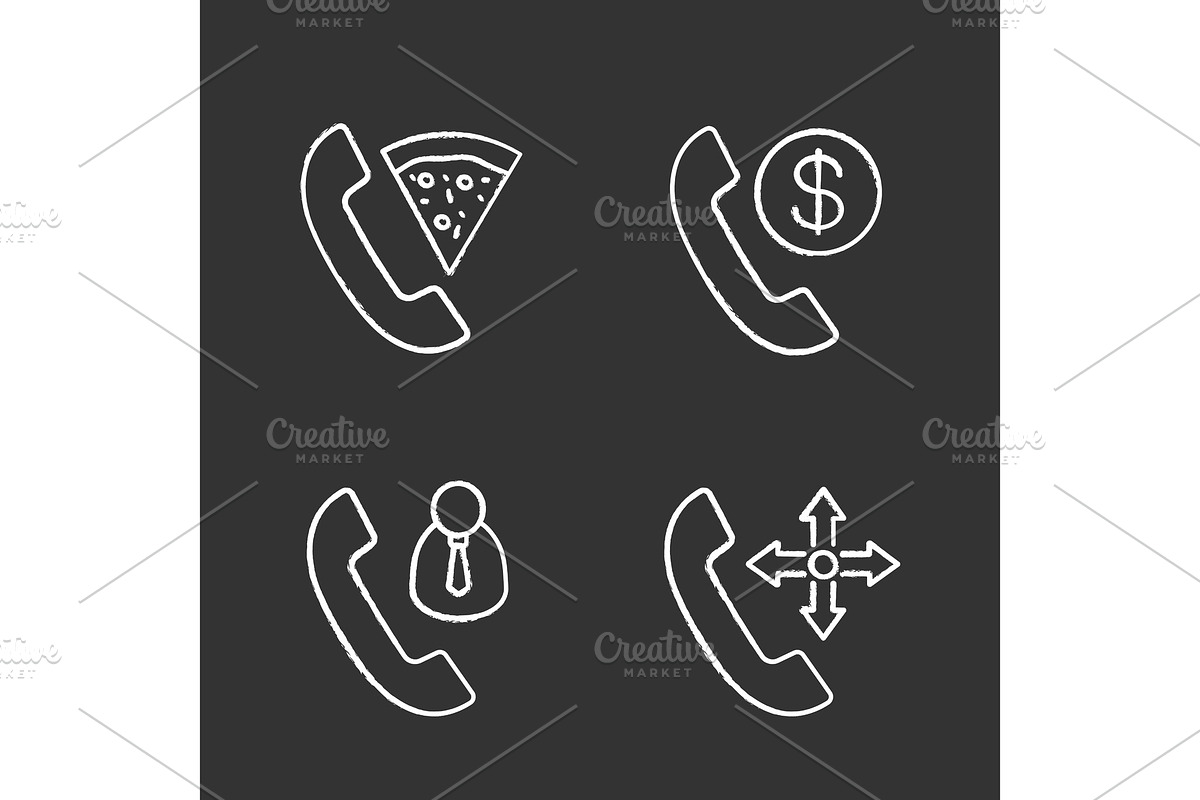 Phone services chalk icons set in Icons - product preview 8