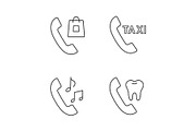 Phone services linear icons set