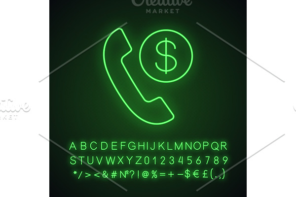 Call charges neon light icon