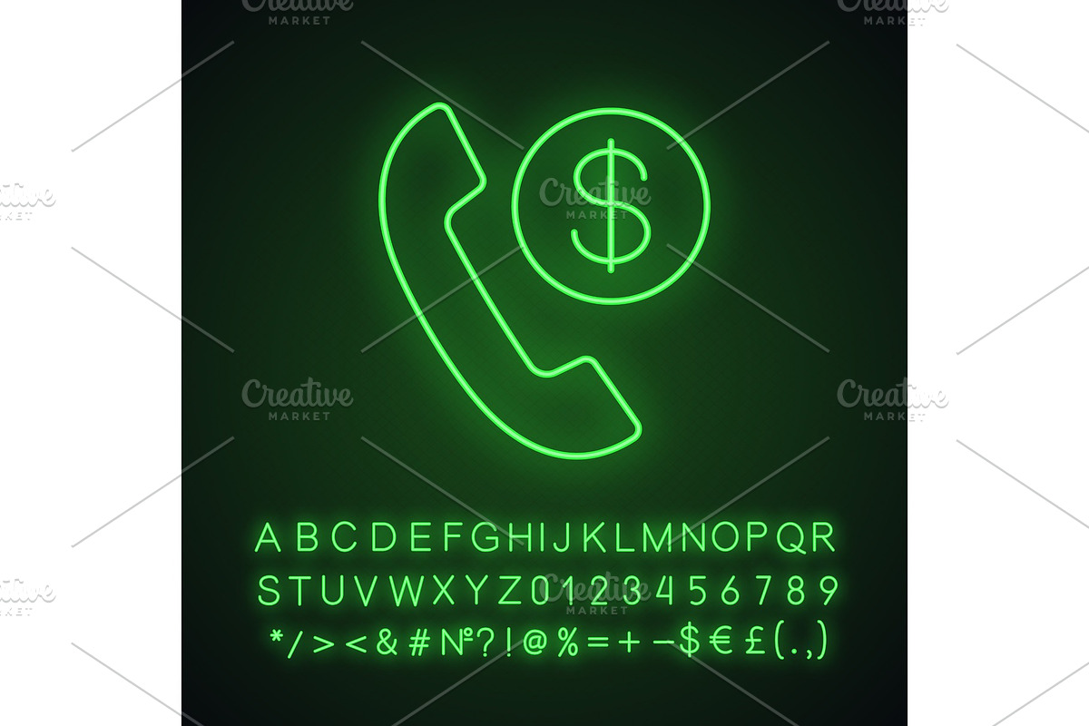 Call charges neon light icon in Icons - product preview 8