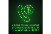 Call charges neon light icon