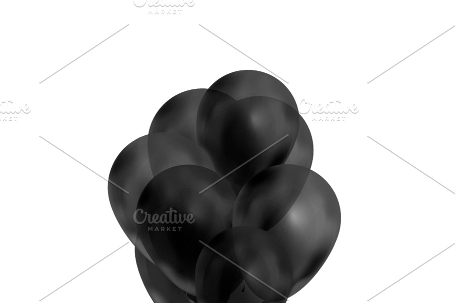 Bunch of luxury black balloons in Objects - product preview 8