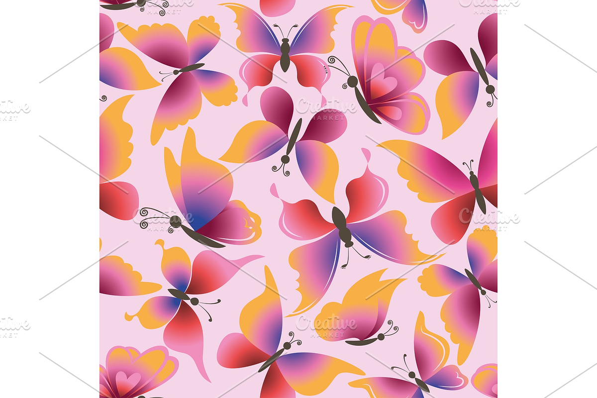 Seamless background, butterflies in Patterns - product preview 8