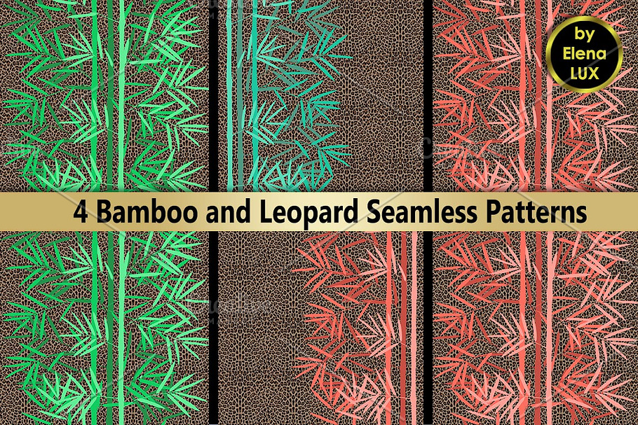 Bamboo and Leopard Seamless Set in Patterns - product preview 8