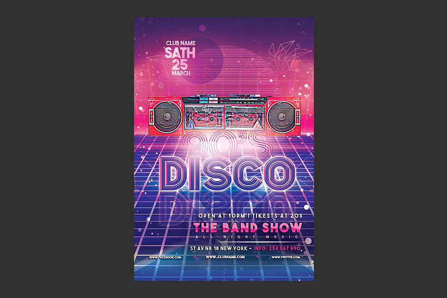 Disco 90s Party Flyer in Flyer Templates - product preview 8