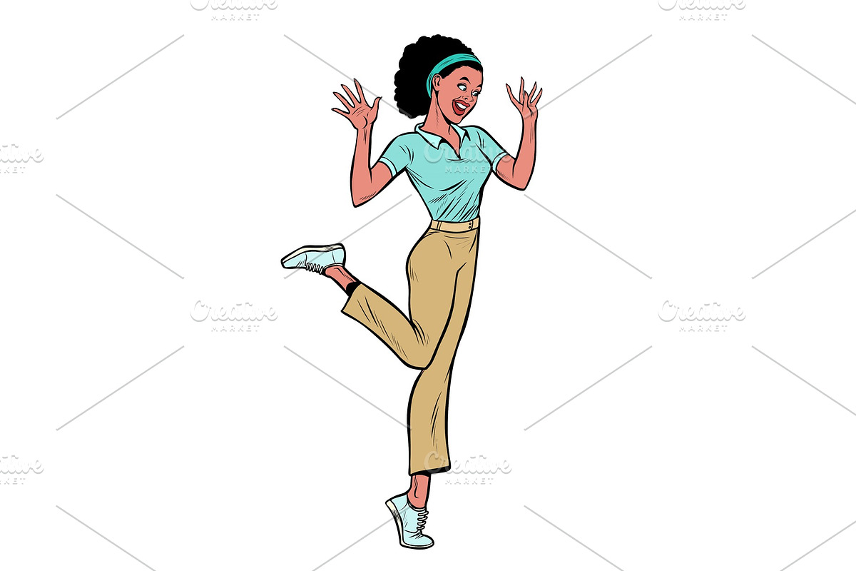 African woman funny reaction in Illustrations - product preview 8