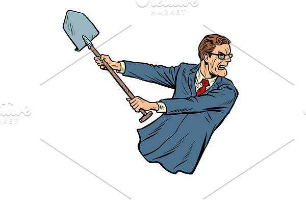 businessman with a shovel