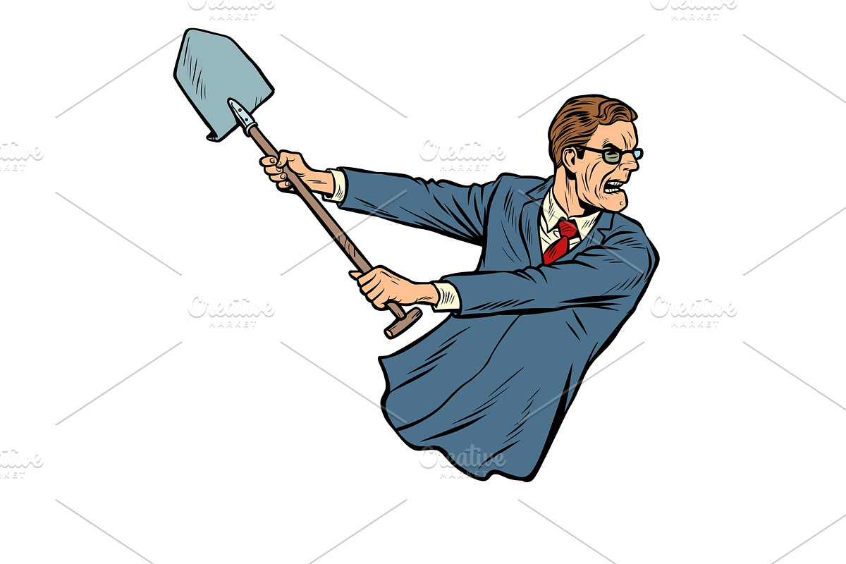 businessman with a shovel in Illustrations - product preview 8