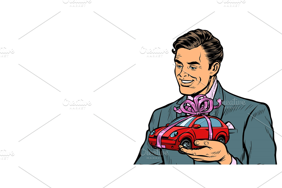 Businessman gives a gift, selling in Illustrations - product preview 8