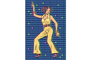 girl in pantsuit. woman disco dance