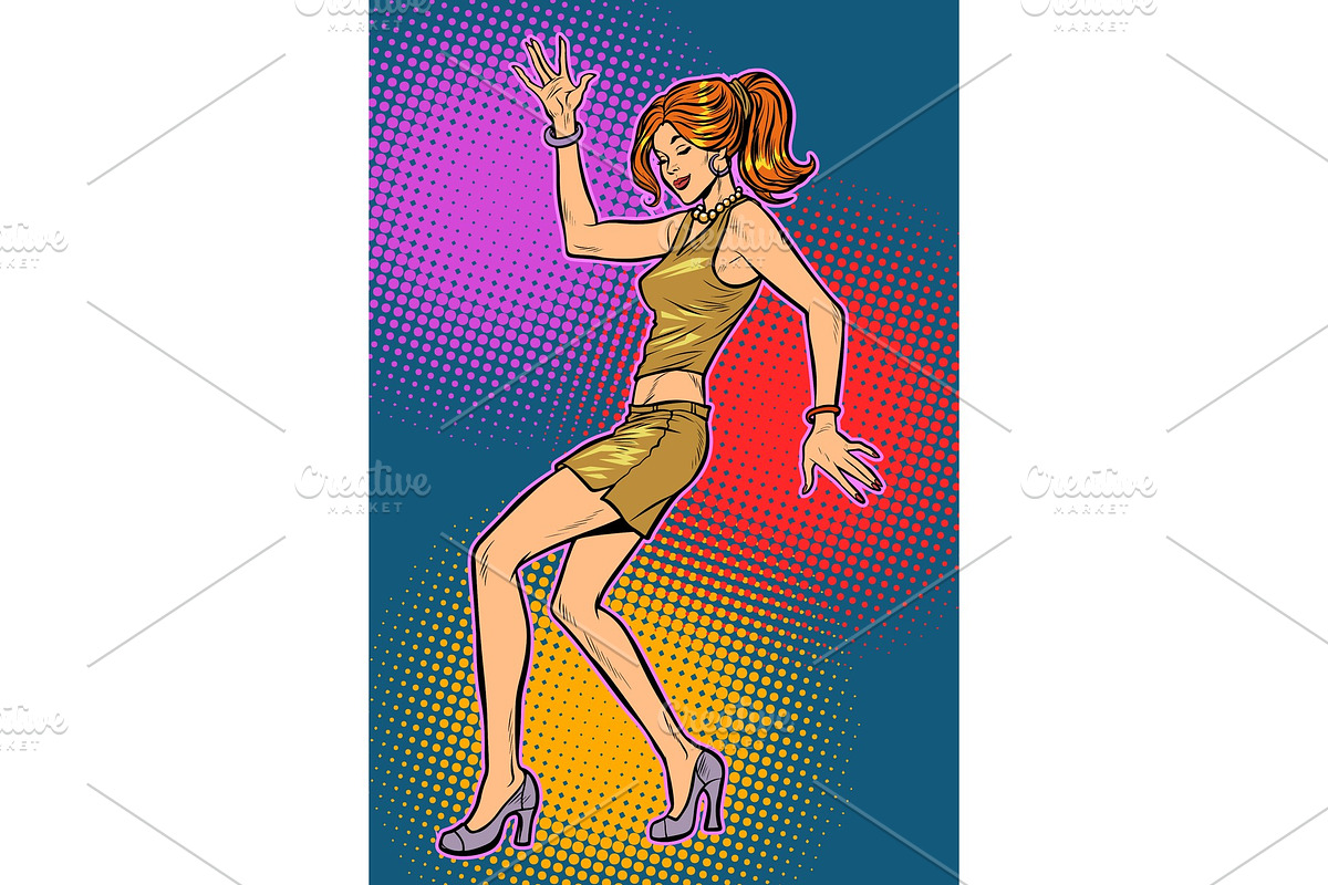 girl in sexy dress, woman disco in Illustrations - product preview 8