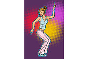 girl in pink pants. woman disco