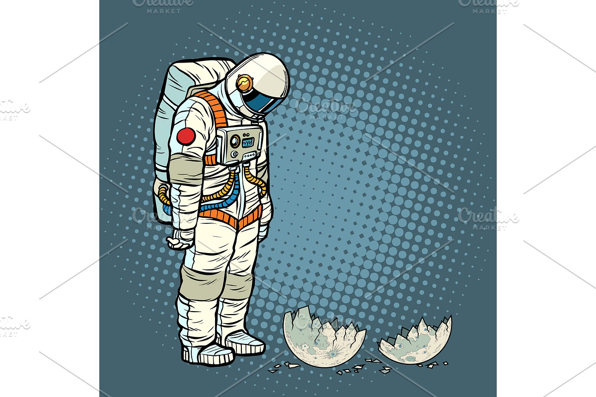 guilty astronaut looks at the ruined in Illustrations - product preview 8