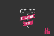 Wine corkscrew logo. Wine bottles.