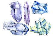 Crystals blue Watercolor png