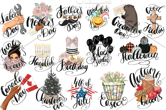 Holiday Planner Icons Clipart Kit in Holiday Icons - product preview 2