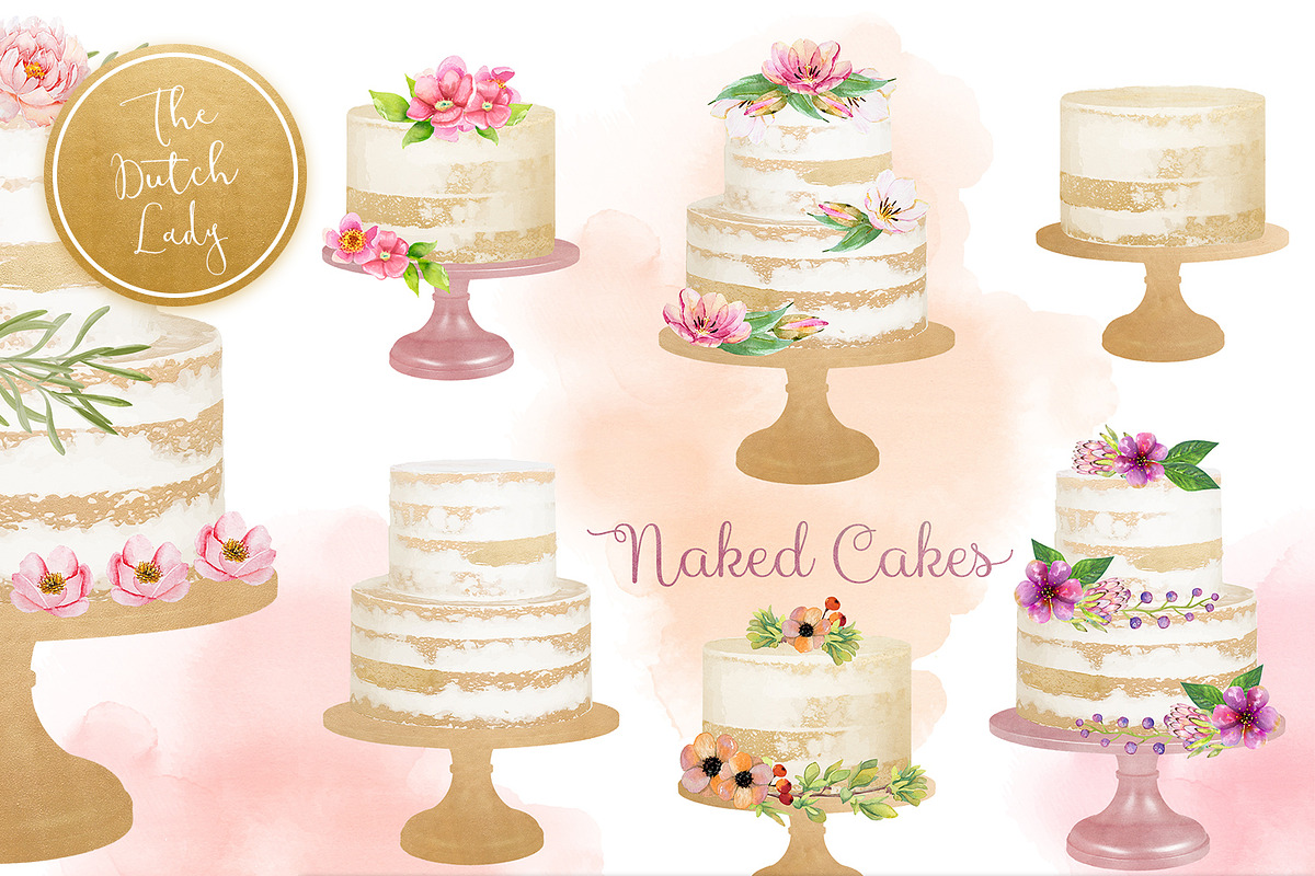 Naked Layered Wedding Cake Clipart in Illustrations - product preview 8