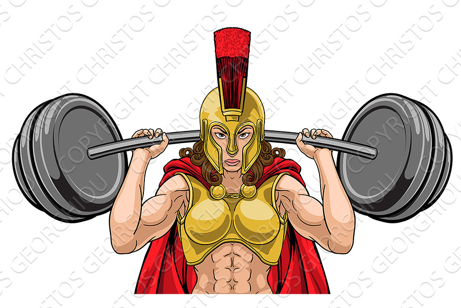 Woman Spartan Trojan Sports Mascot in Illustrations - product preview 8