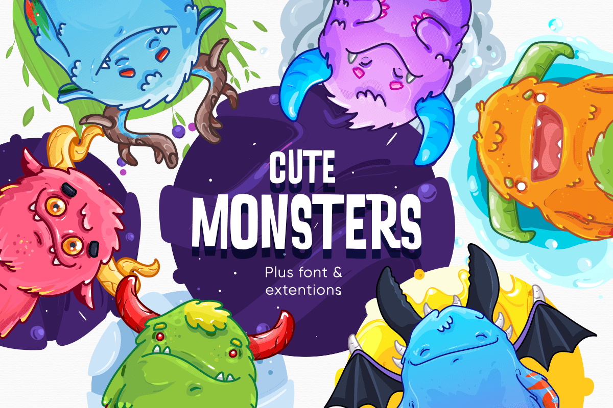 Cute Monsters Pack in Illustrations - product preview 8
