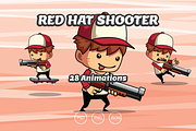 2D Game Asset - Red Hat Shooter Boy