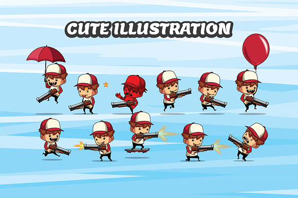 2D Game Asset - Red Hat Shooter Boy in Illustrations - product preview 1