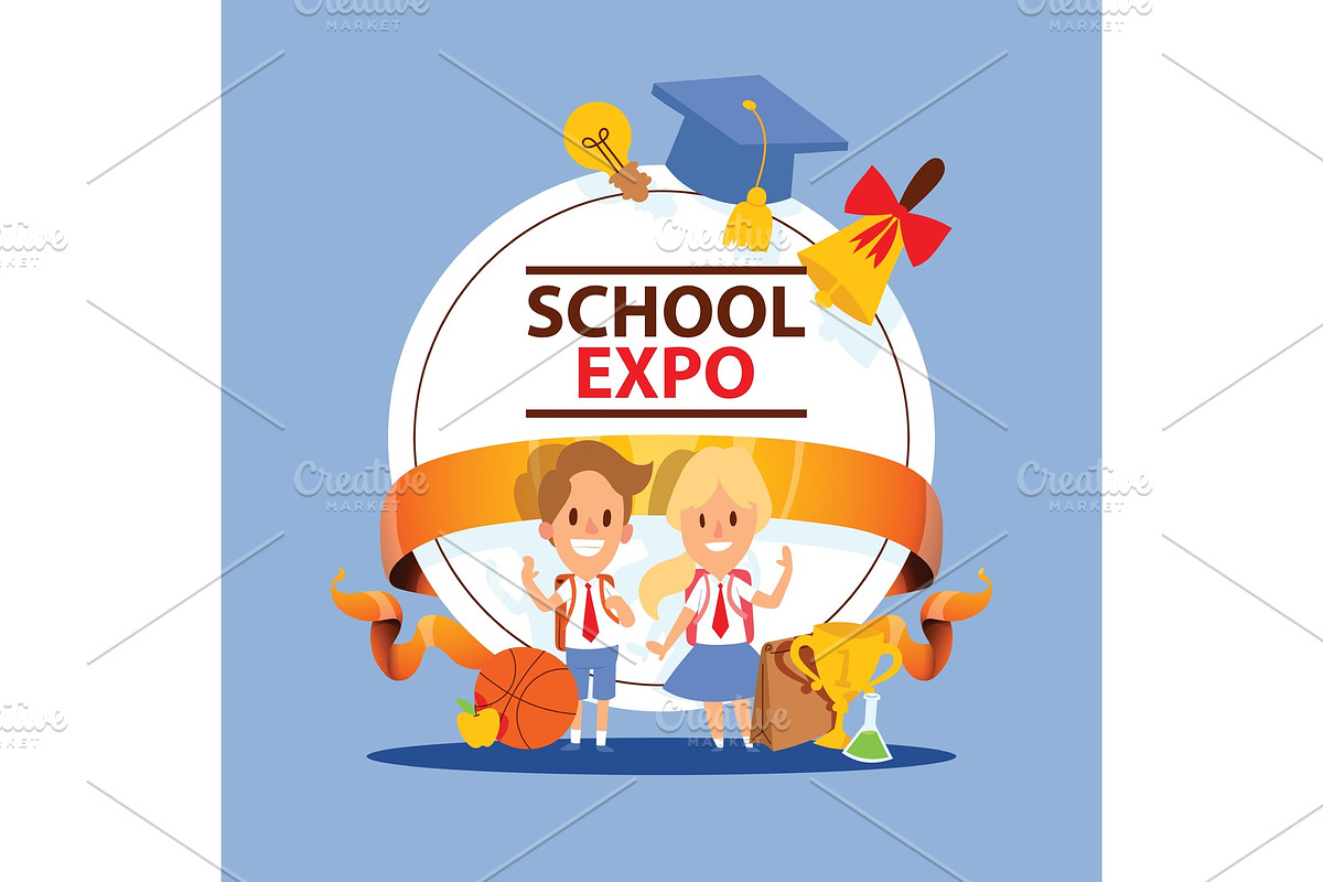 School supplies vector boy girl in Illustrations - product preview 8