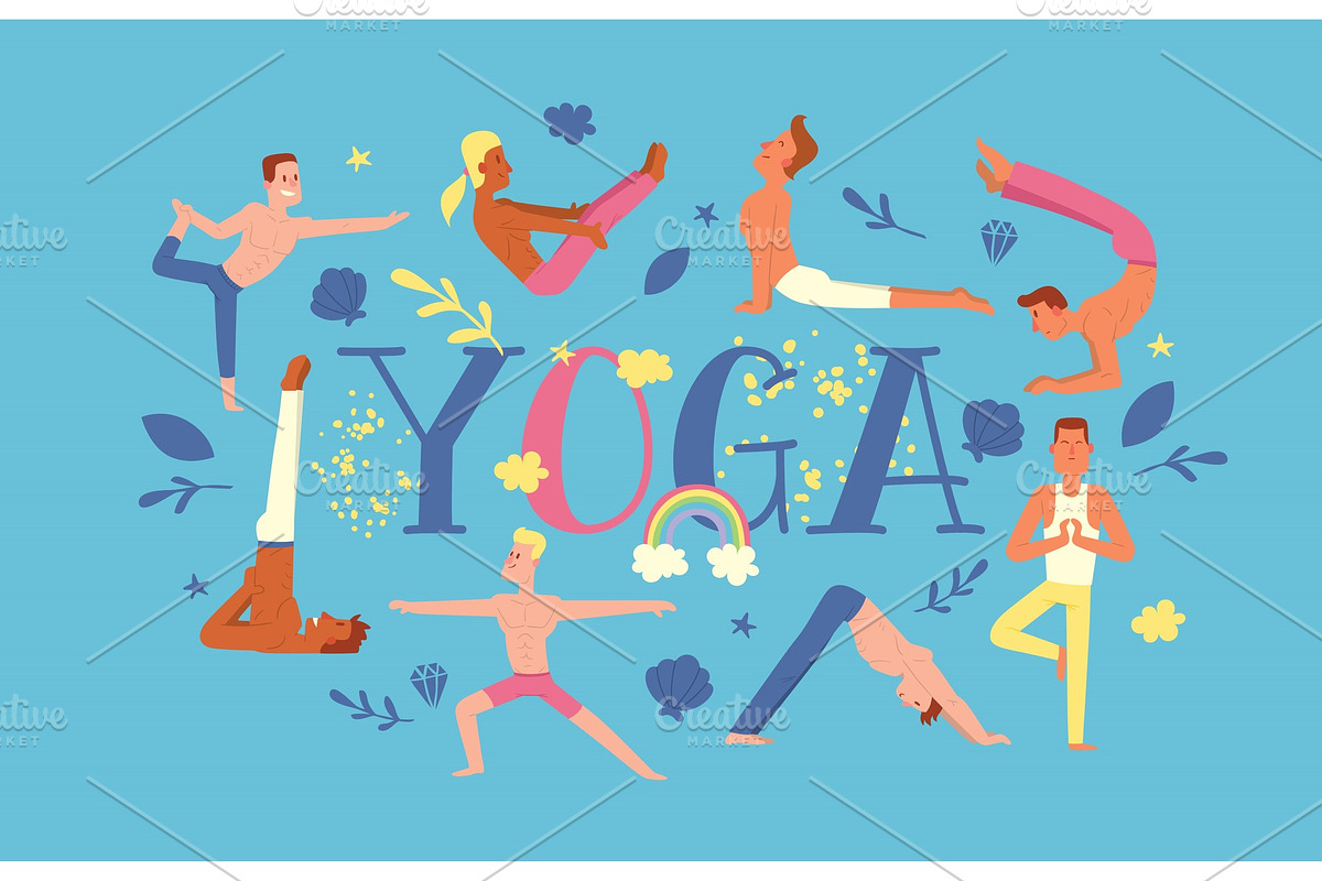 Yoga vector people yogi character in Illustrations - product preview 8
