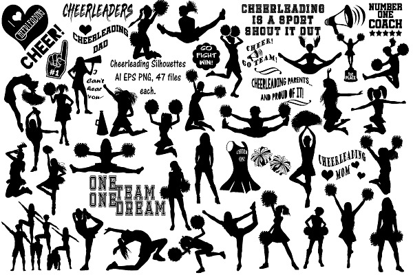 Cheerleader Silhouettes AI EPS & PNG
