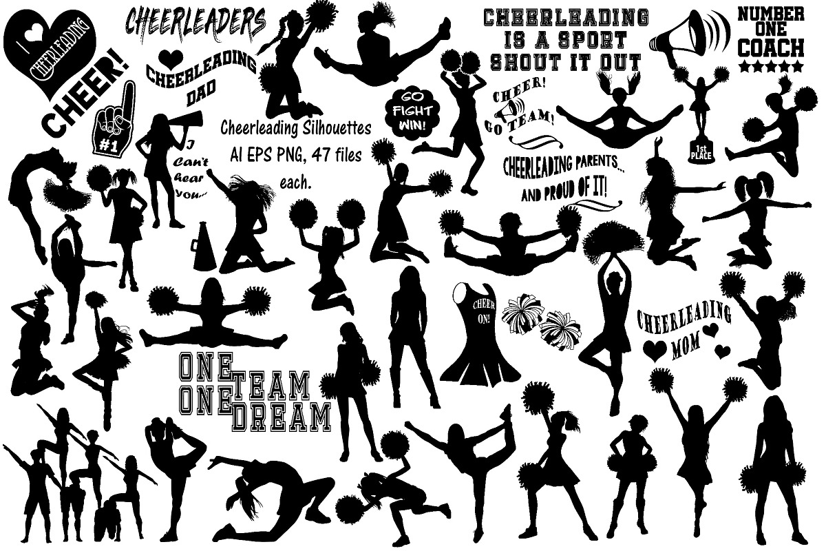 Cheerleader Silhouettes AI EPS & PNG in Illustrations - product preview 8
