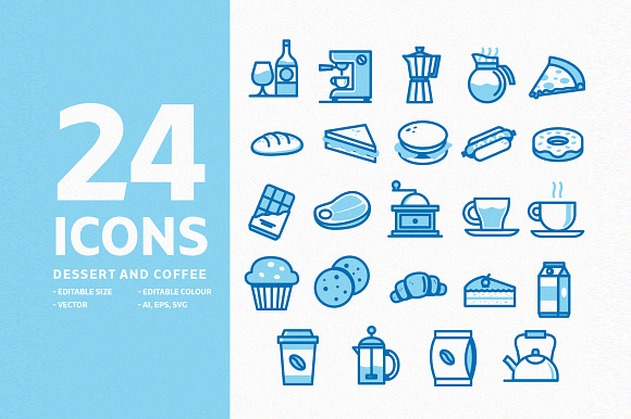 24 Icons Dessert and Coffee in Icons - product preview 1