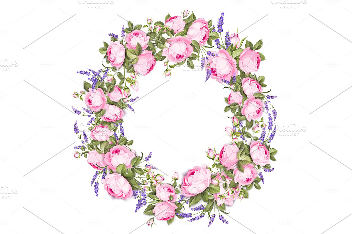 Summer flowers circle frame. in Illustrations - product preview 8
