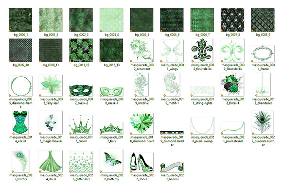 Green Masquerade Graphics in Illustrations - product preview 2