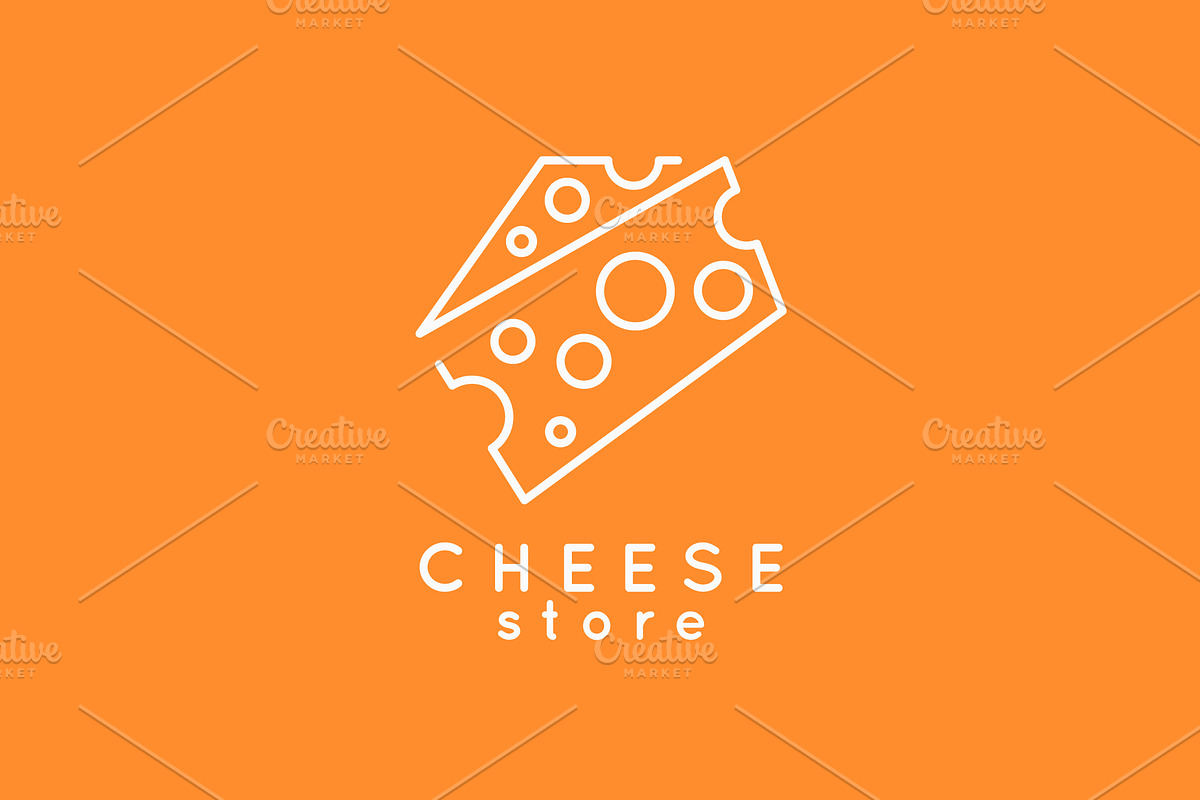 Cheese line icon. Cheese store logo in Card Templates - product preview 8