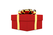 gift box with golden ribbon and bow