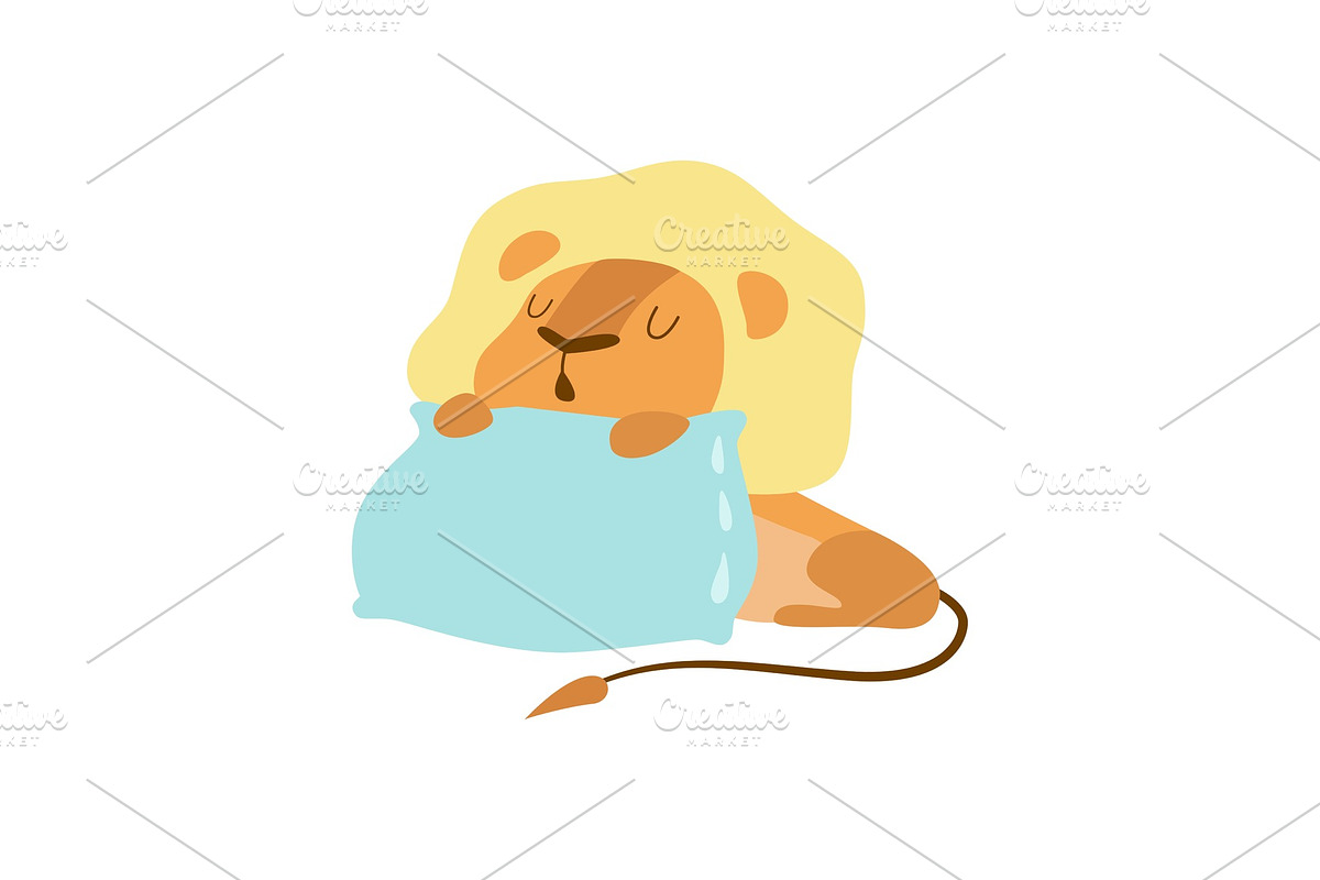 Cute Baby Lion Animal Sleeping on in Illustrations - product preview 8