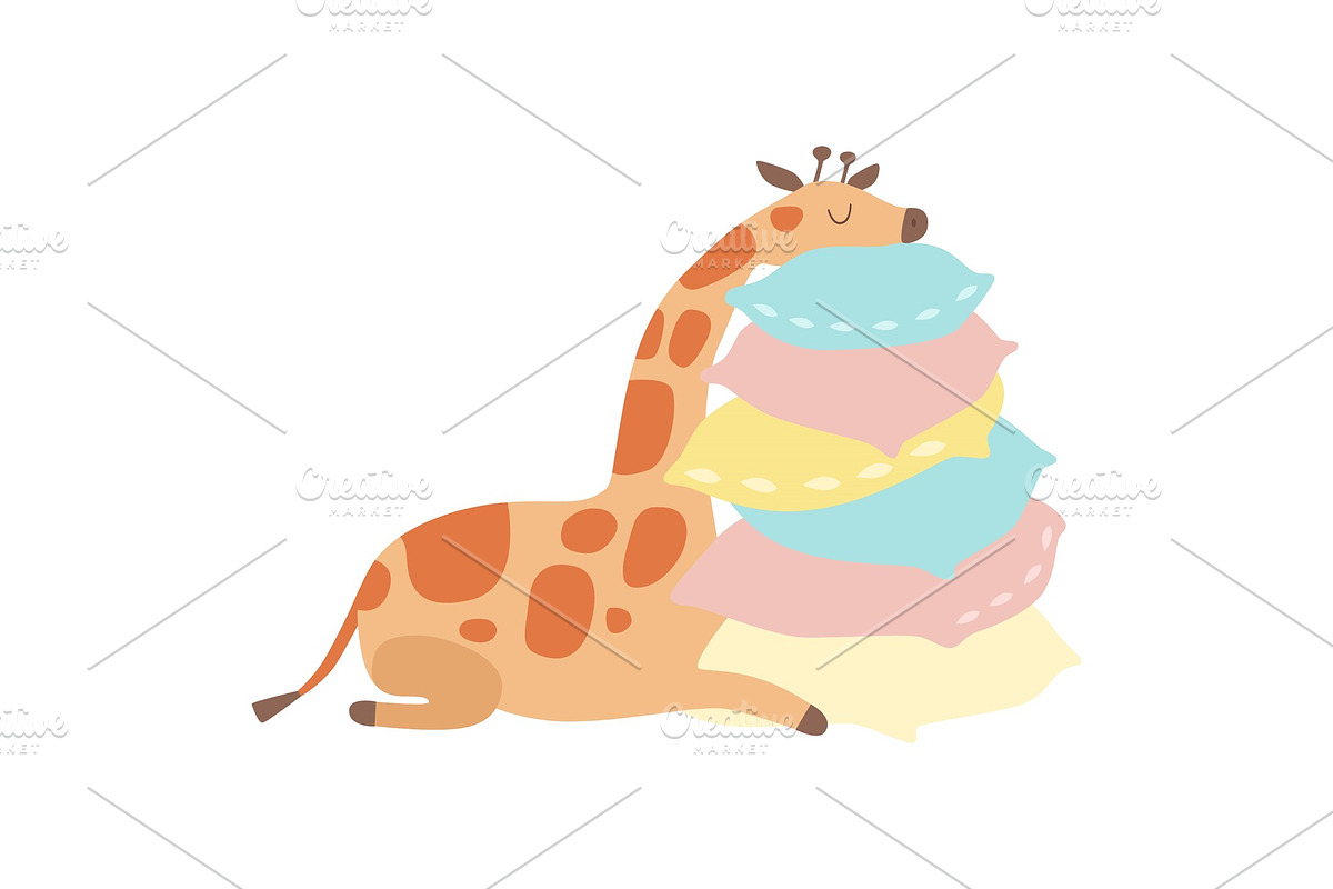 Cute Baby Giraffe Animal Sleeping in Illustrations - product preview 8
