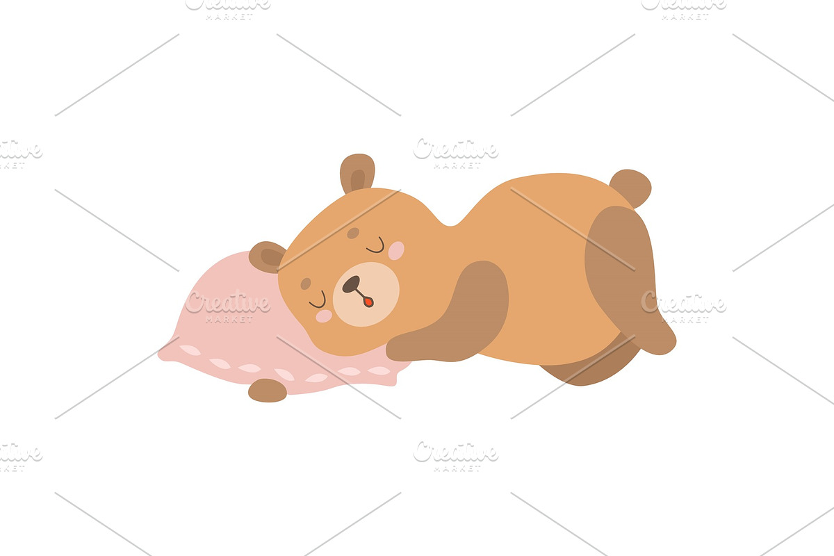 Cute Baby Bear Animal Sleeping on in Illustrations - product preview 8