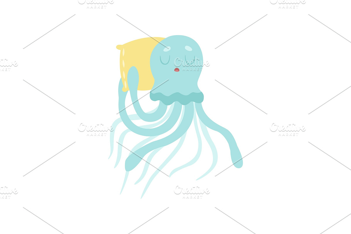 Cute Octopus Sea Creature Sleeping in Illustrations - product preview 8