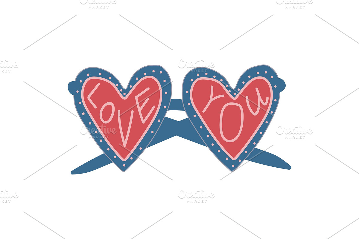 Love You, Heart Shaped Glasses in Illustrations - product preview 8