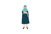 Muslim Woman in Hijab Holding Cat