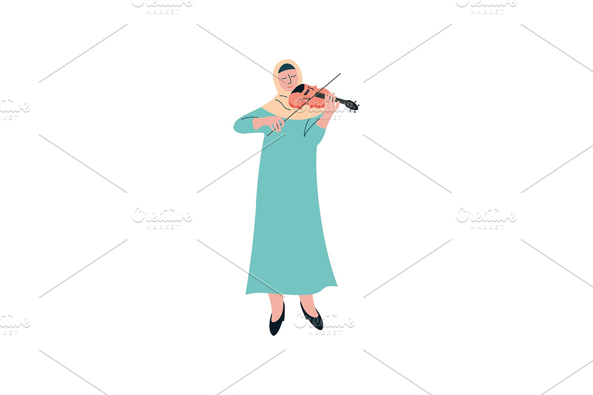 Muslim Woman in Hijab Playing in Illustrations - product preview 8