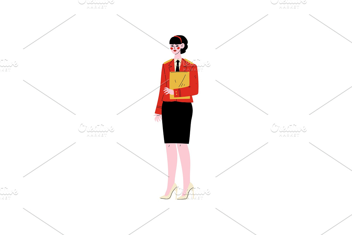 Female Hotel Manager Standing with in Illustrations - product preview 8