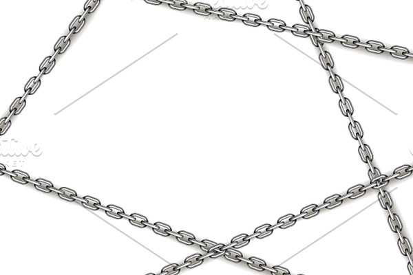 Glossy silver metal crossed chains
